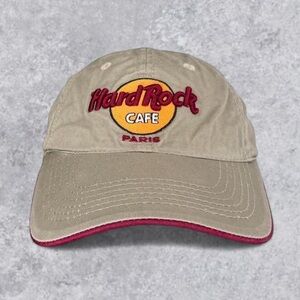 Hard Rock Cafe Paris Khaki Baseball Hat Vintage Embroidered Cap One Size